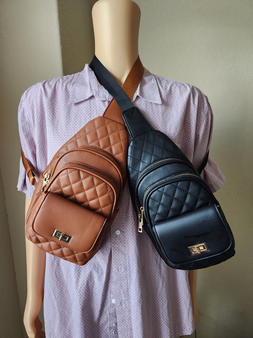 2 Quilted Crossbody Sling Bags